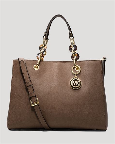 michael kors cynthia dark dune leather shoulder bag|Cynthia Small Leather Satchel .